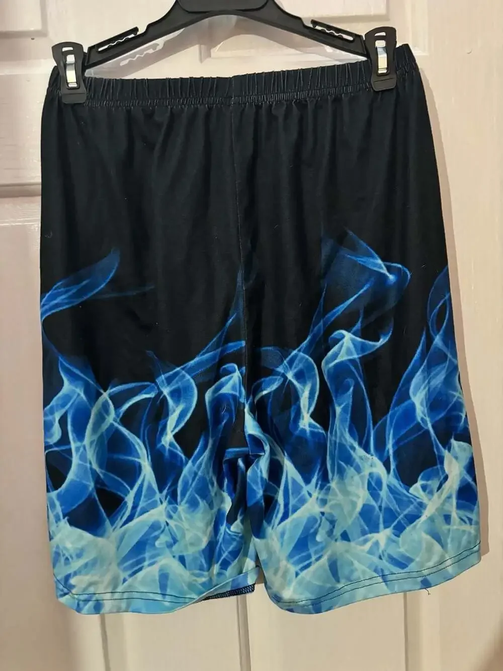 Shein Flame Pattern Swim Trunks Size 12Y Blue